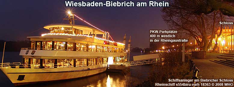 Weihnachtsfeier Wiesbaden Rhein, Schifffahrt vom Biebricher Schloss in Wiesbaden-Biebrich.